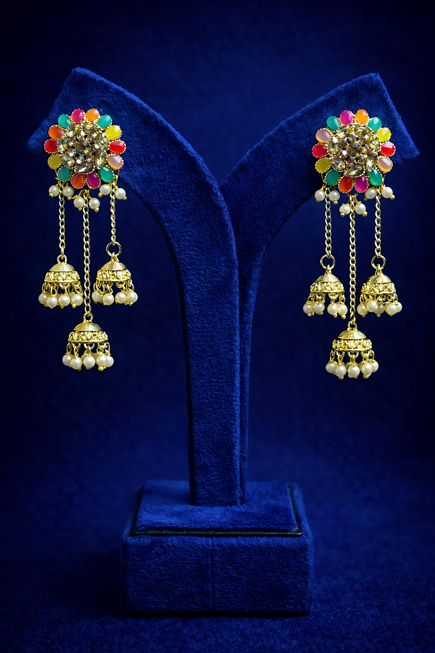 Multicolor Gold Plated Jhumki Earrings (EAR20)