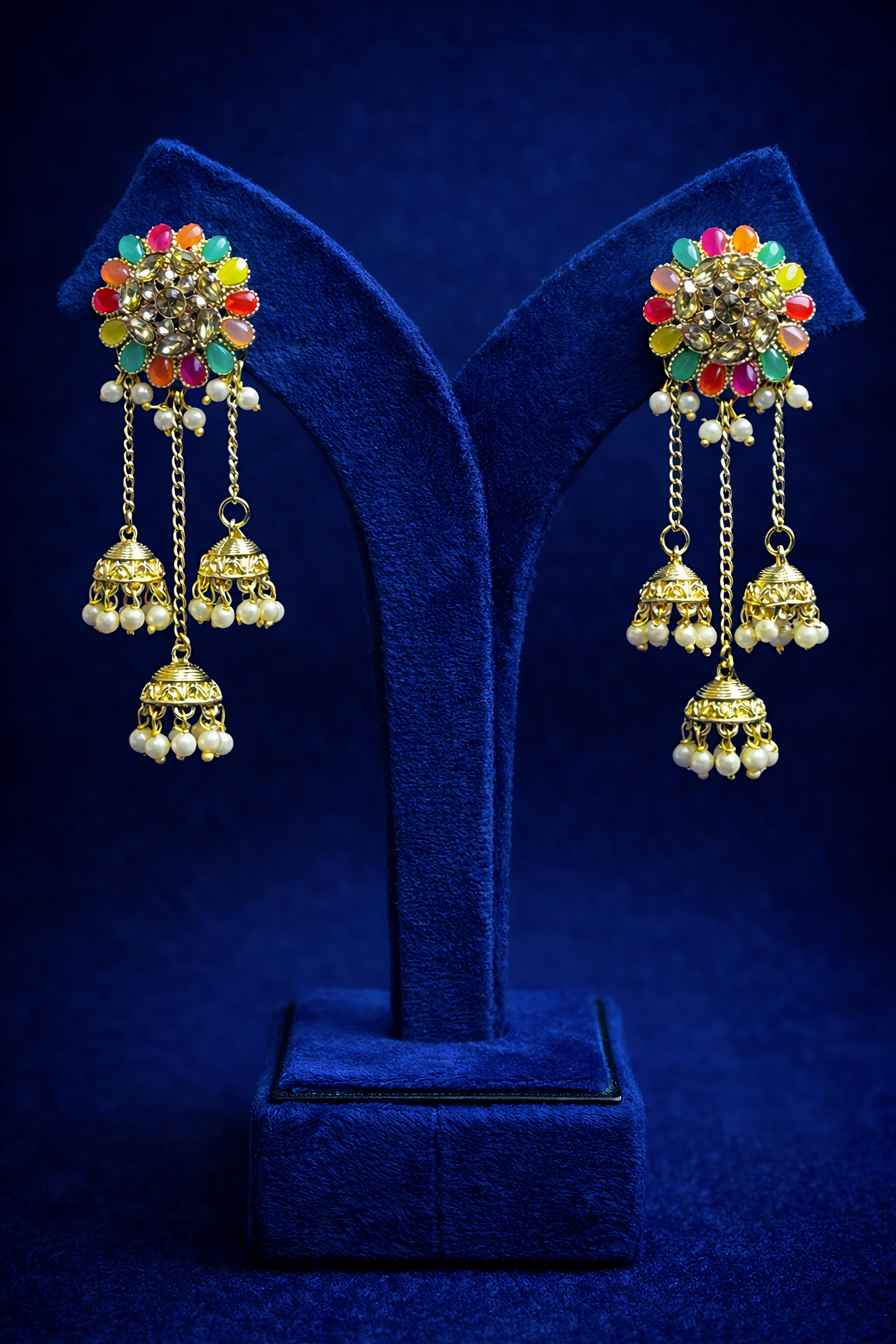 Multicolor Gold Plated Jhumki Earrings (EAR20)