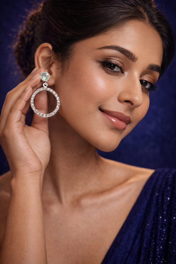 Elegant Crystal Hoop Drop Earrings (EAR10)