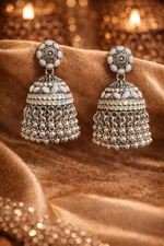 Traditional Silver Oxidised Jhumka Earrings (EAR13)