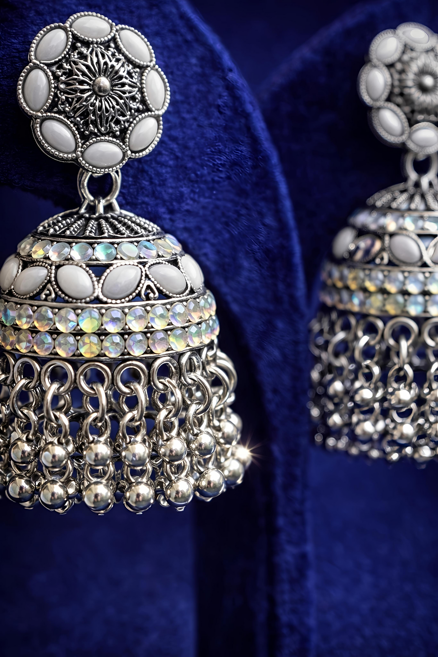 Traditional Silver Oxidised Jhumka Earrings (EAR13)