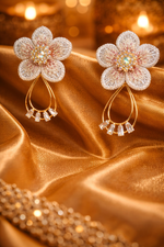 Elegant Floral Crystal Drop Earrings for Women (EAR14)