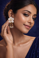 Elegant Floral Crystal Drop Earrings for Women (EAR14)