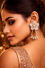 Elegant Floral Crystal Drop Earrings for Women (EAR14)