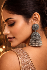 Traditional Oxidised Silver Jhumka Earrings (EAR15)