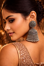 Traditional Oxidised Silver Jhumka Earrings (EAR15)