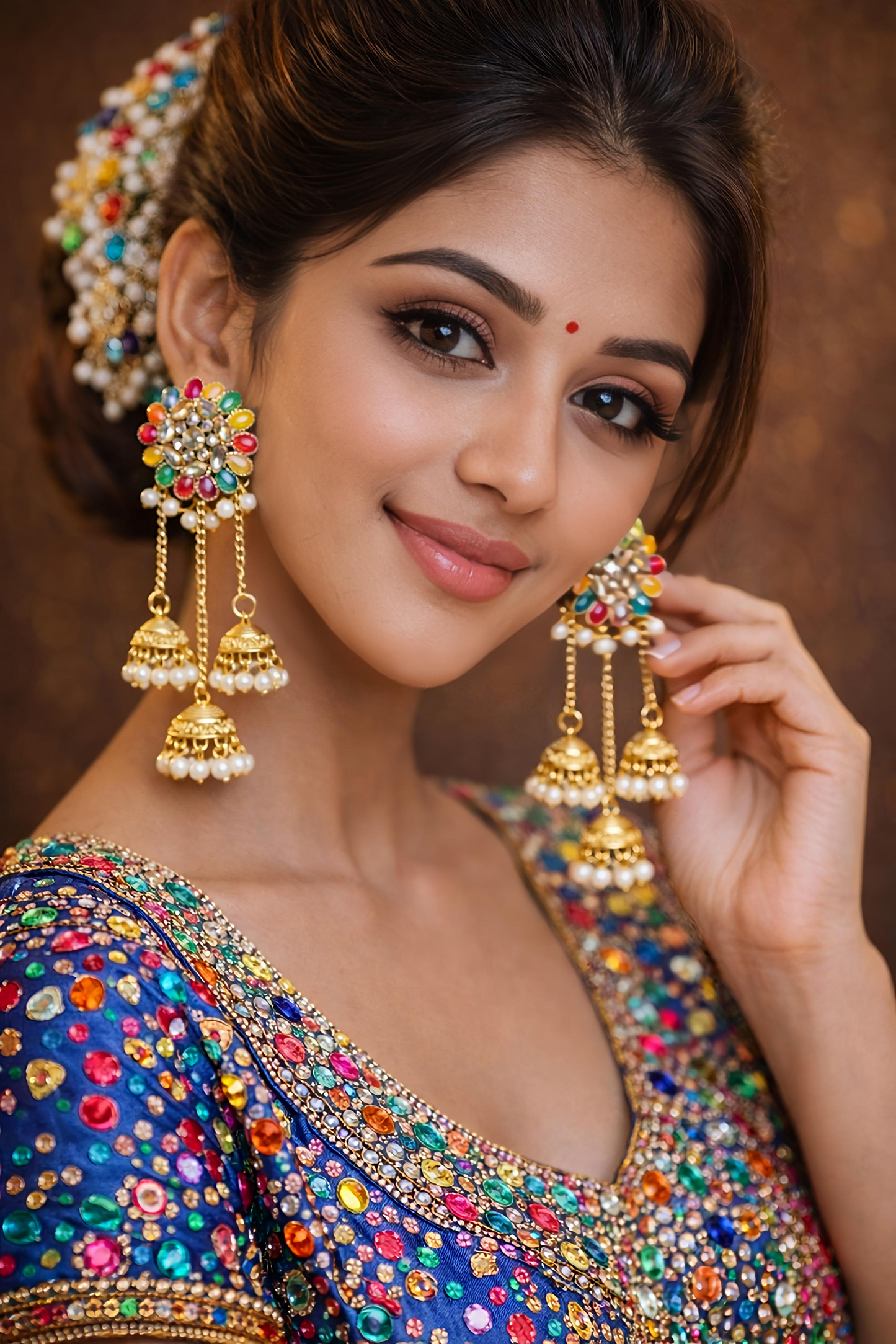 Multicolor Gold Plated Jhumki Earrings (EAR20)