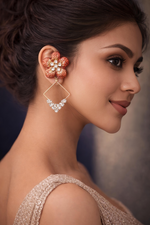 Red Gold Statement Party Wear Earrings (EAR16)