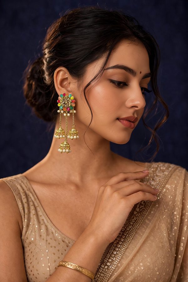 Multicolor Gold Plated Jhumki Earrings (EAR20)