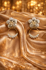 Silver Floral Hoop Crystal Drop Earrings (EAR22)