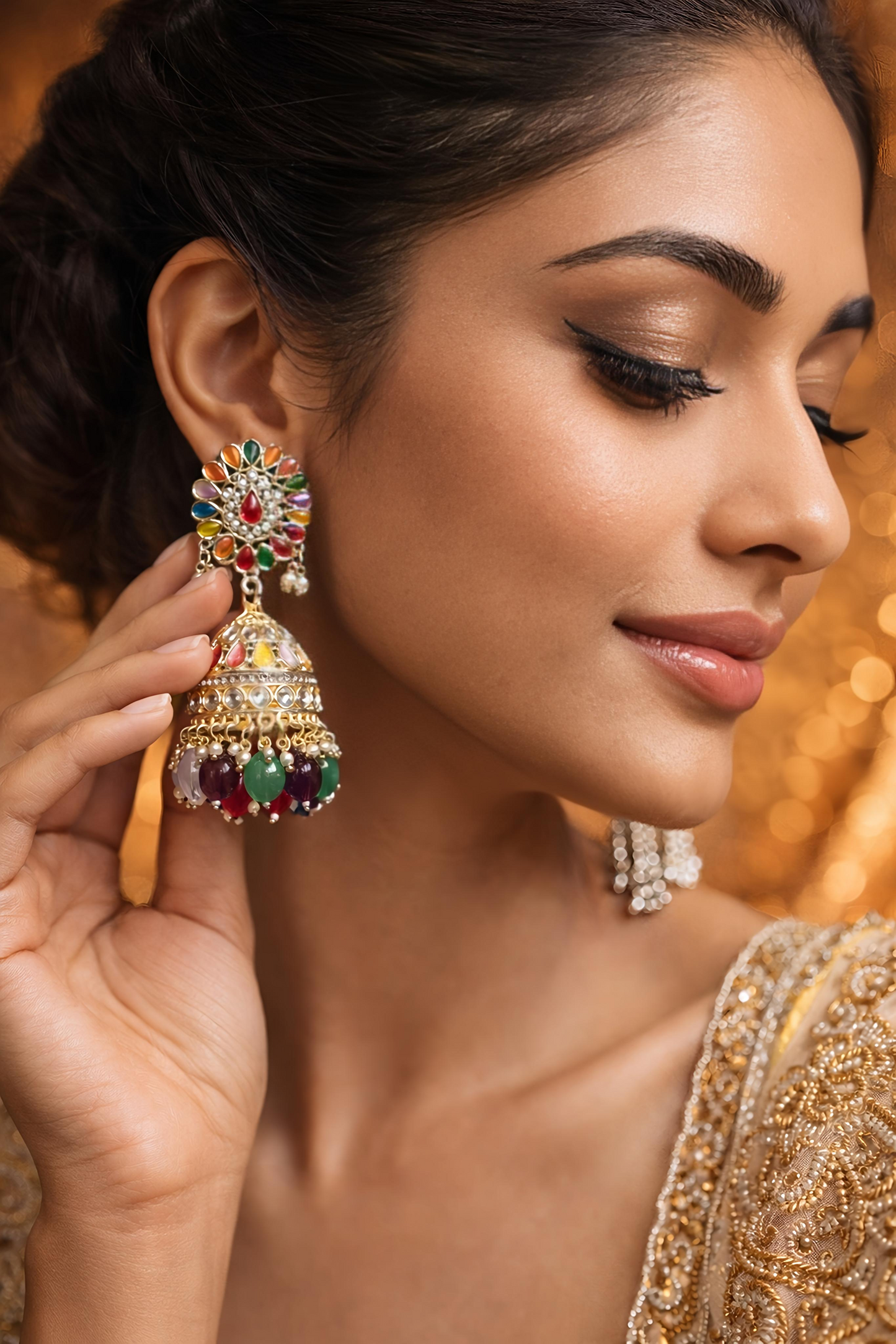 Multicolor Kundan Pendant Set for Women (EAR18)