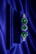 Elegant Green Floral Stone Open Cuff Bracelet (BAR7)
