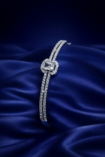 Elegant White Crystal Solitaire Bracelet for Women (BAR10)