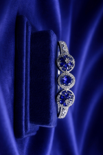 Royal Blue Floral Stone Open Cuff Bracelet for Women (BAR8)