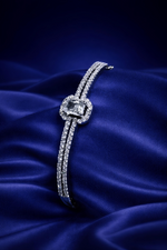 Elegant White Crystal Solitaire Bracelet for Women (BAR10)
