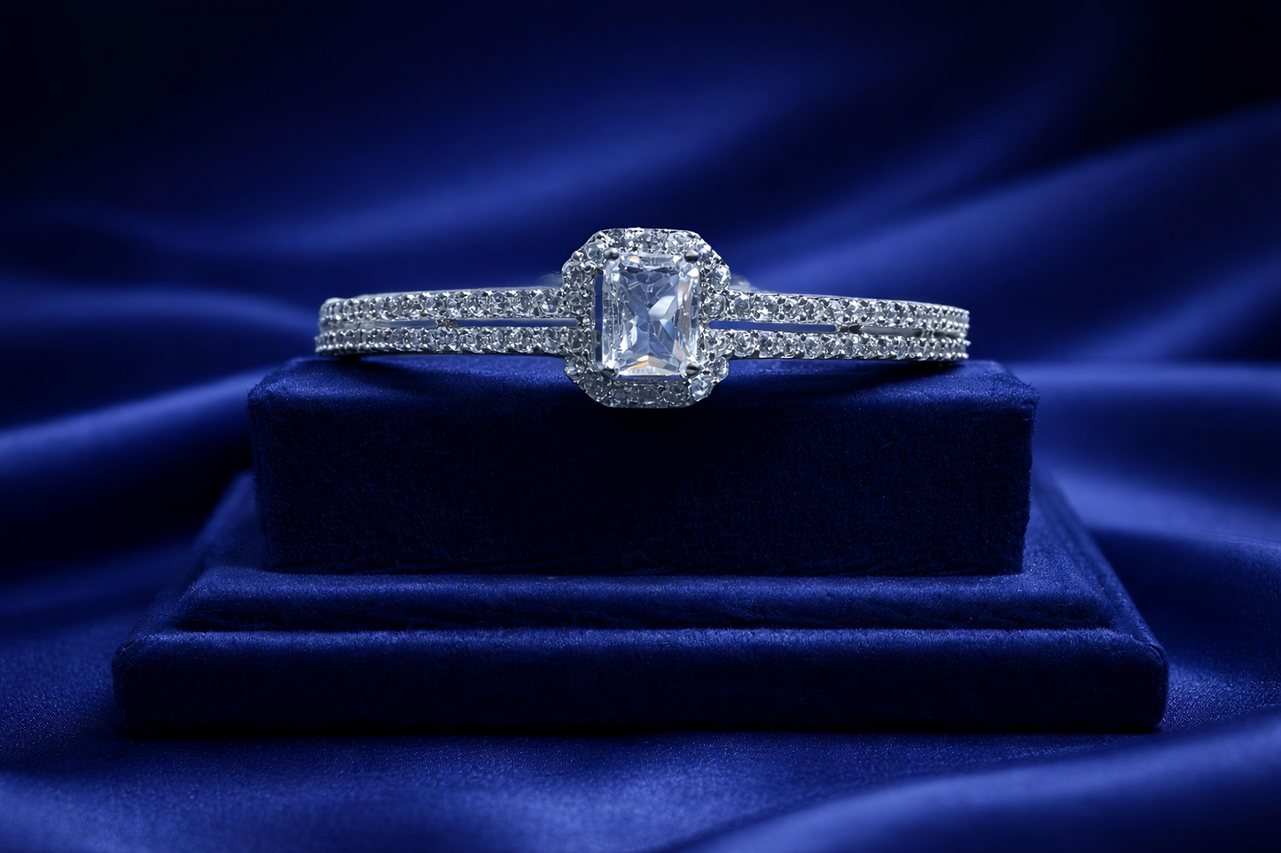 Elegant White Crystal Solitaire Bracelet for Women (BAR10)