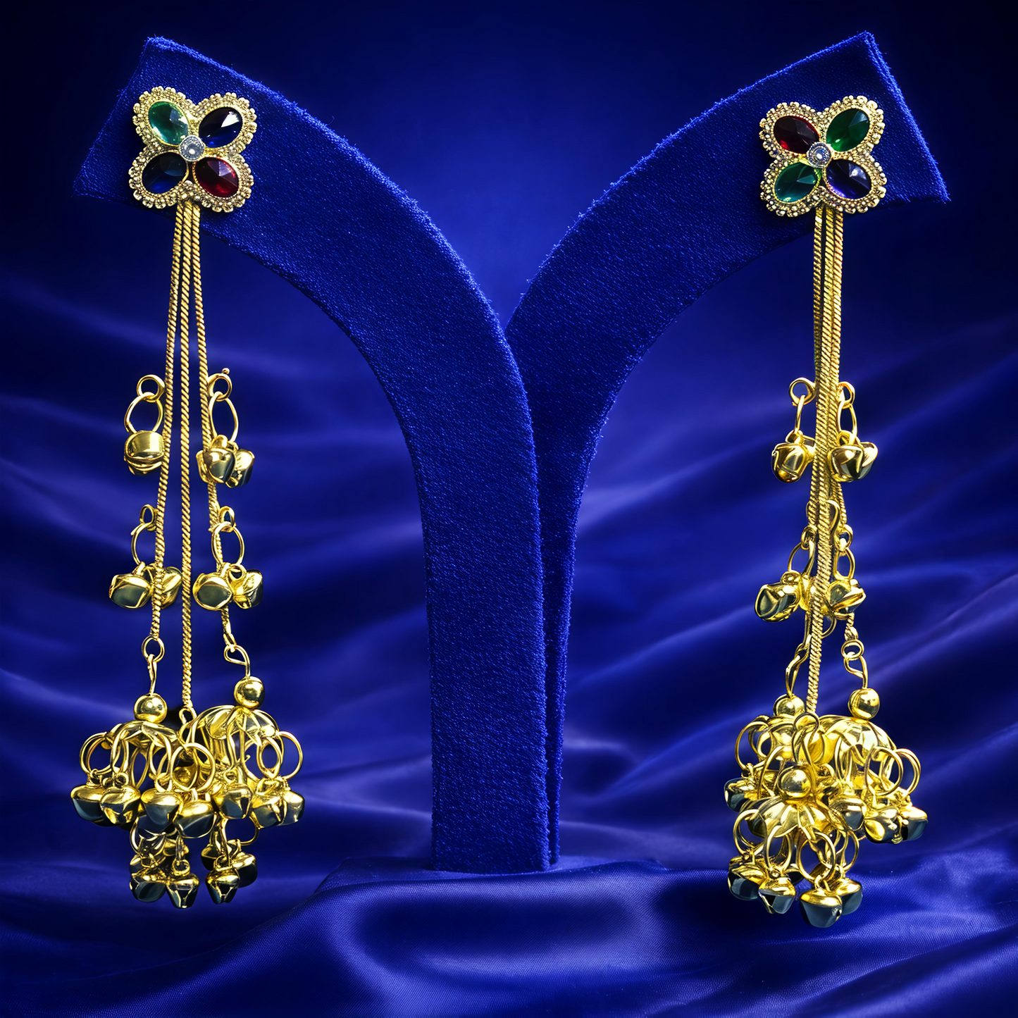 Multicolor Stone Statement Ethnic Earrings (EAR28)