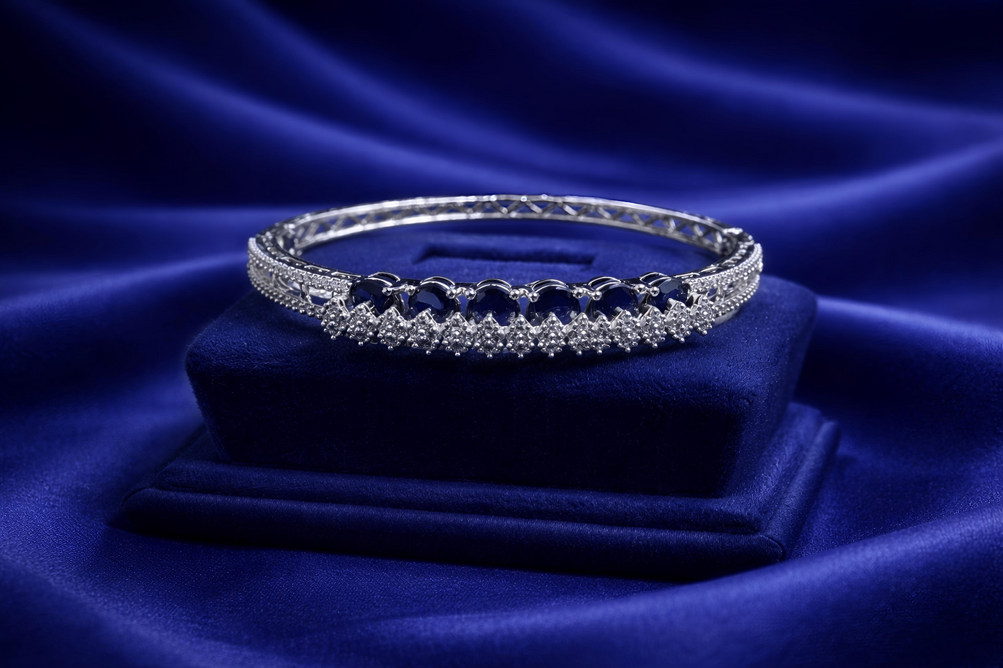 Luxury Royal Blue Stone Tennis Bracelet for Women (BAR11)