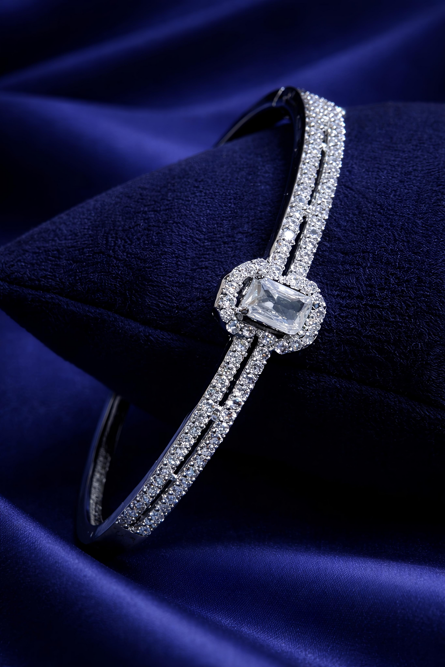 Elegant White Crystal Solitaire Bracelet for Women (BAR10)