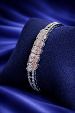 Blush Pink Stone Diamond-Style Silver Bracelet (BAR5)