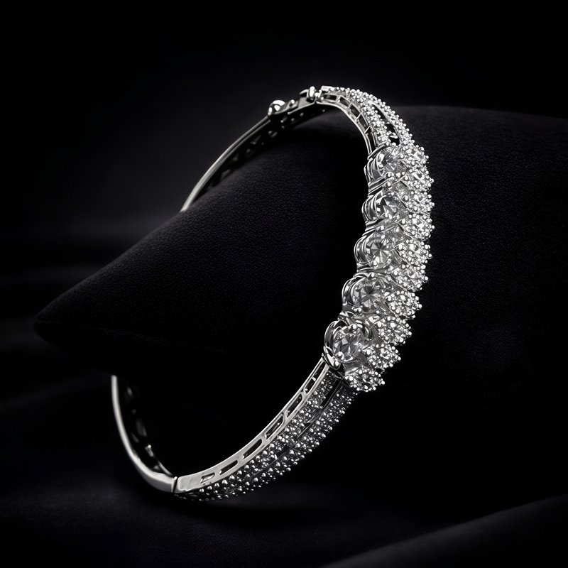 Luxury Diamond-Style Silver Bracelet (BAR2)