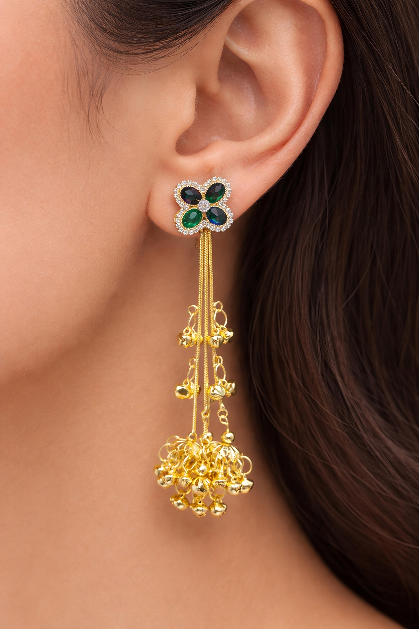 Multicolor Stone Statement Ethnic Earrings (EAR28)