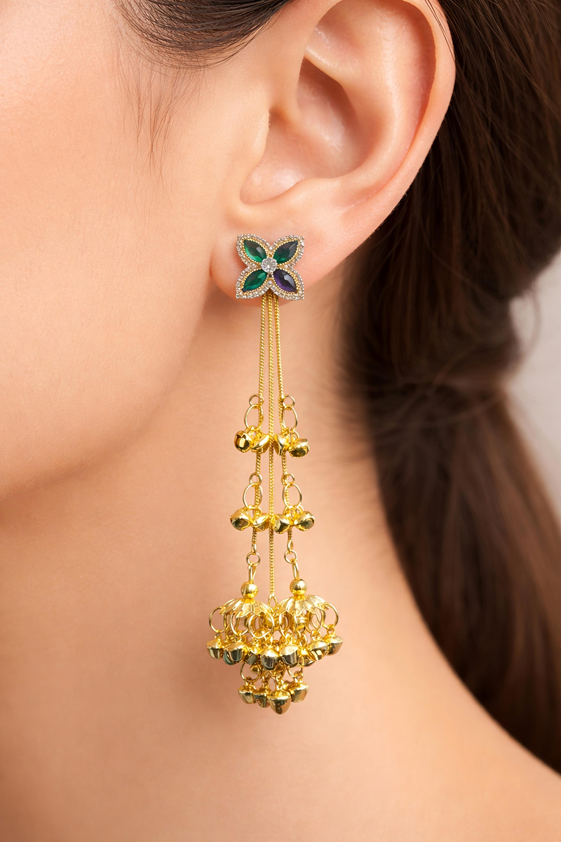 Gold Plated Long Jhumki Earrings for Women (EAR27)