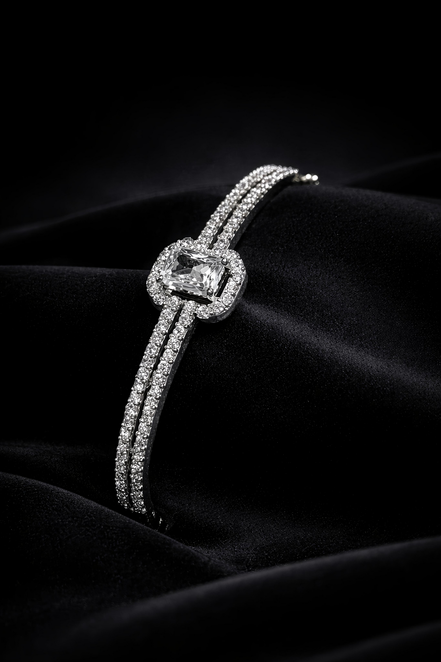 Elegant White Crystal Solitaire Bracelet for Women (BAR10)