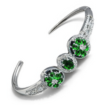 Elegant Green Floral Stone Open Cuff Bracelet (BAR7)