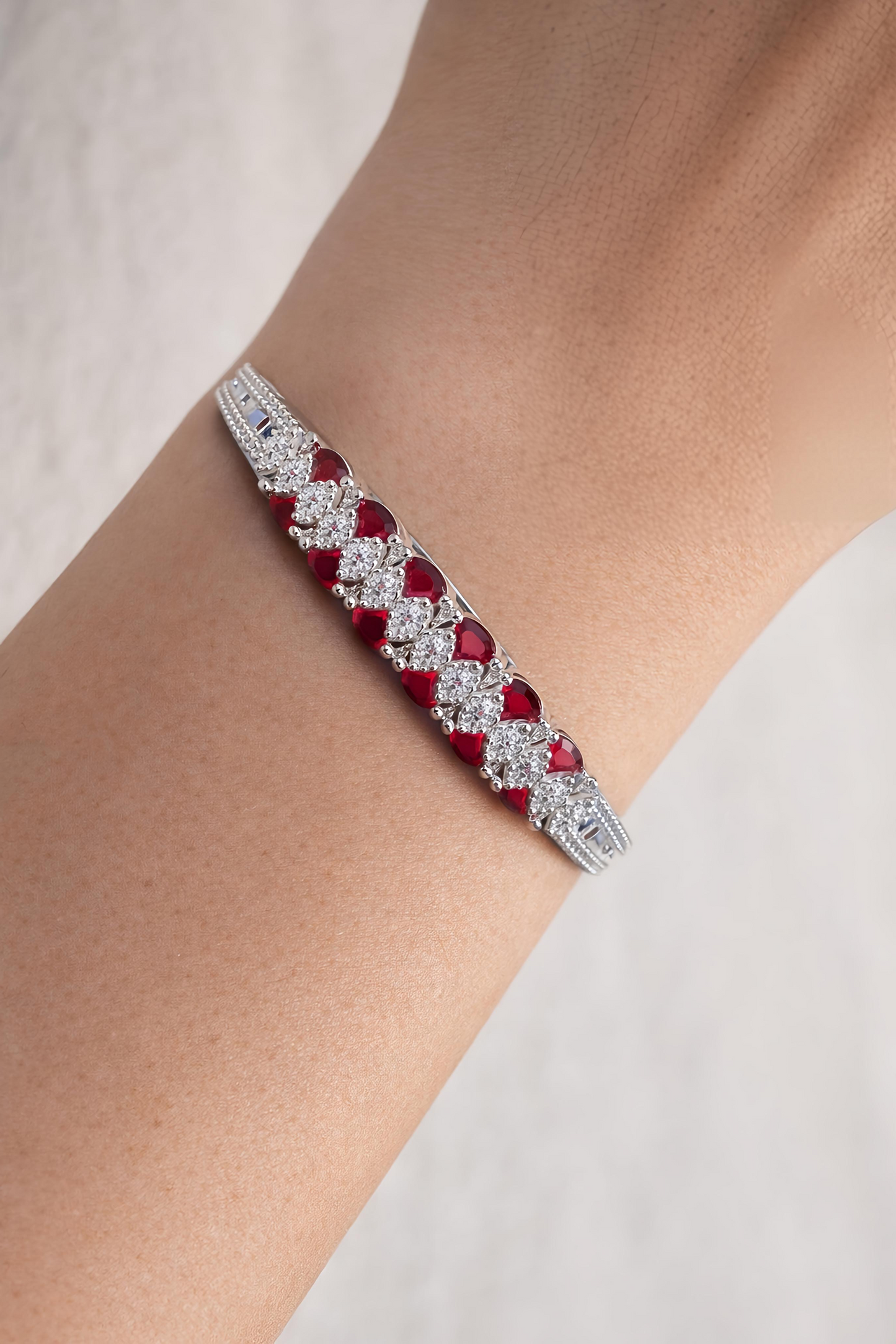 Luxury Ruby Red Crystal Bracelet for Women (BAR6)