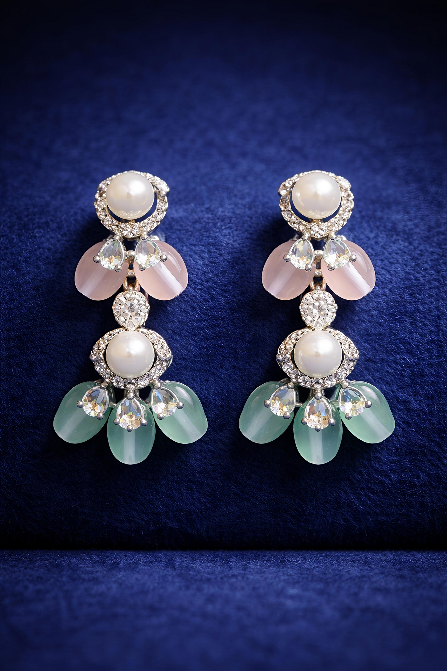 Pastel Pearl American Diamond Necklace Set (MAN24)