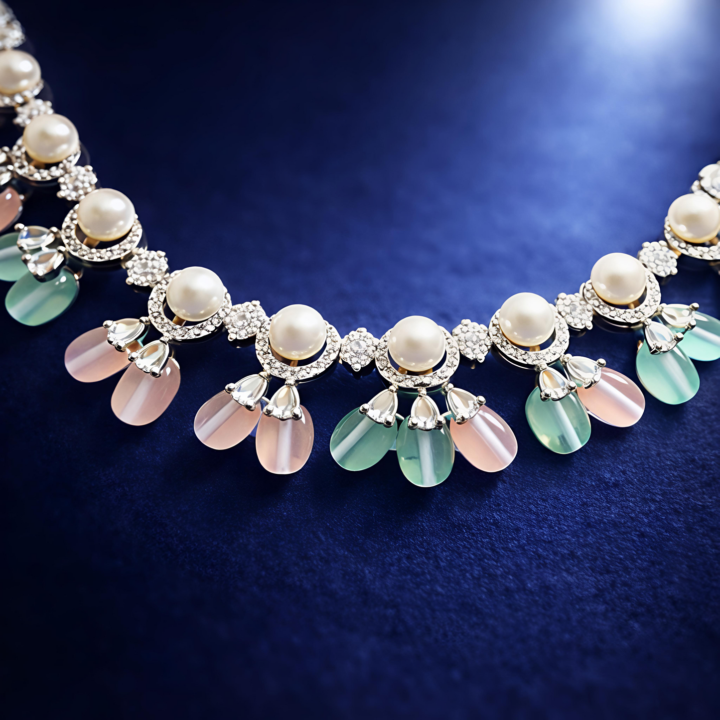 Pastel Pearl American Diamond Necklace Set (MAN24)