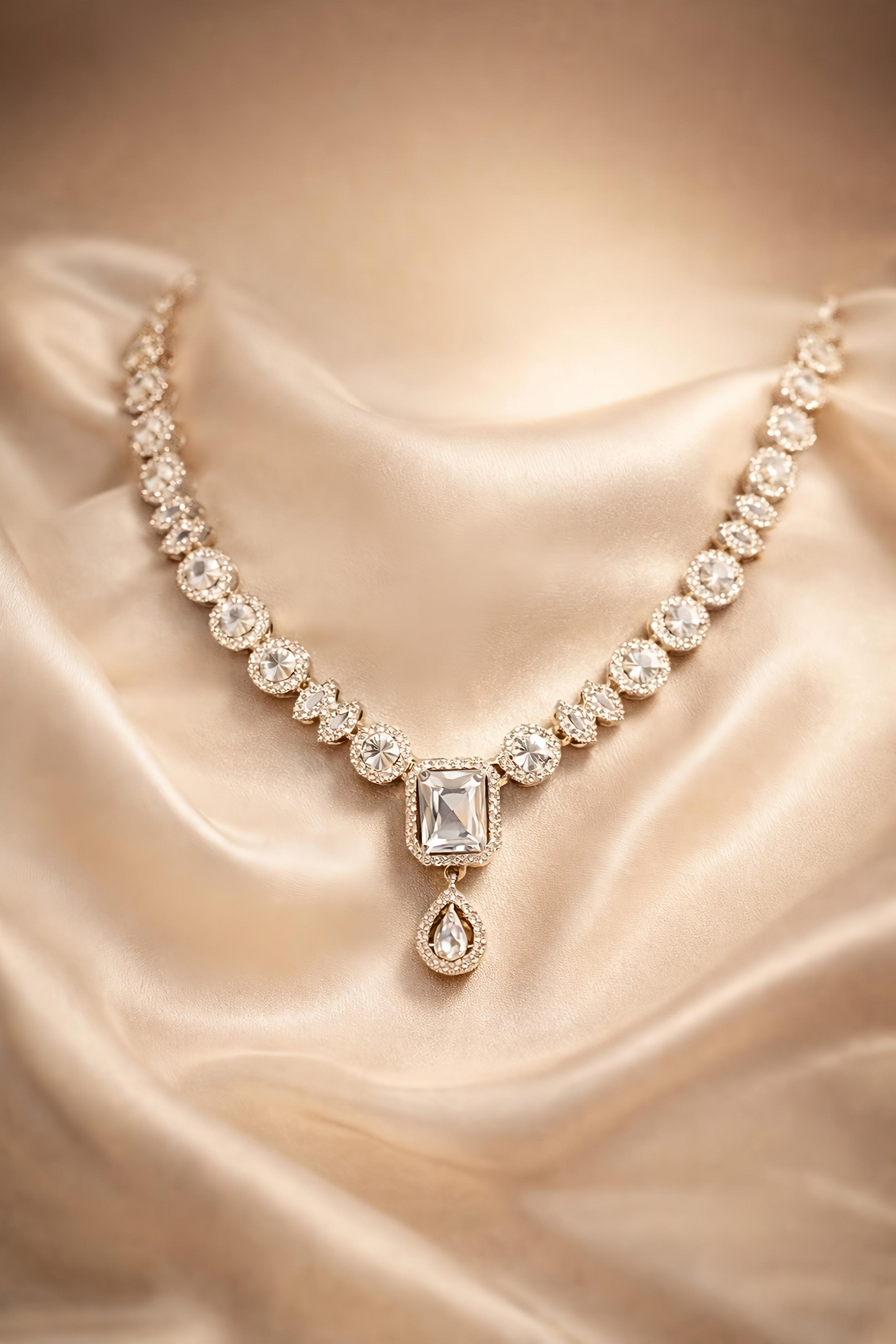 Luxury Crystal American Diamond Necklace Set (MAN23)