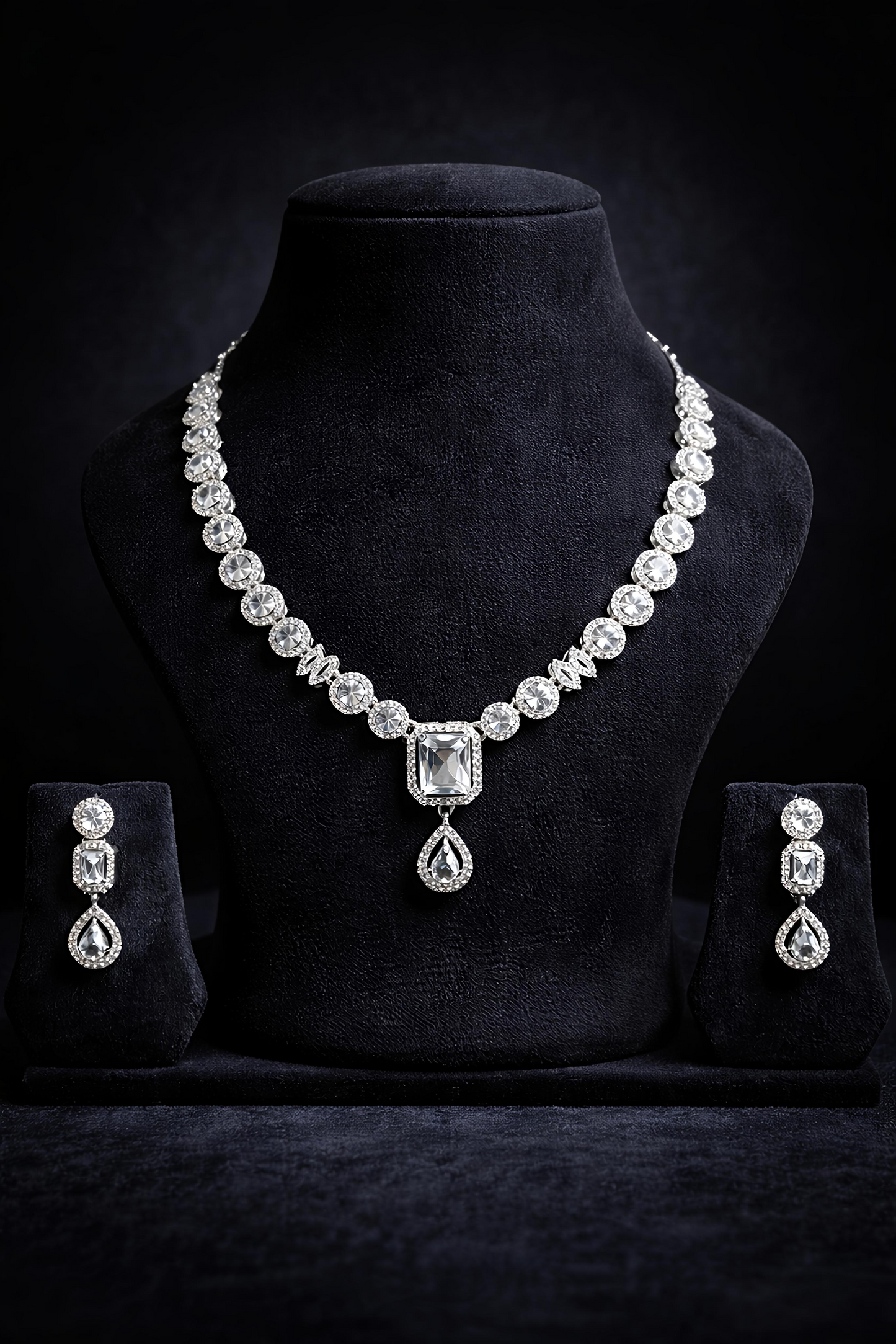 Luxury Crystal American Diamond Necklace Set (MAN23)