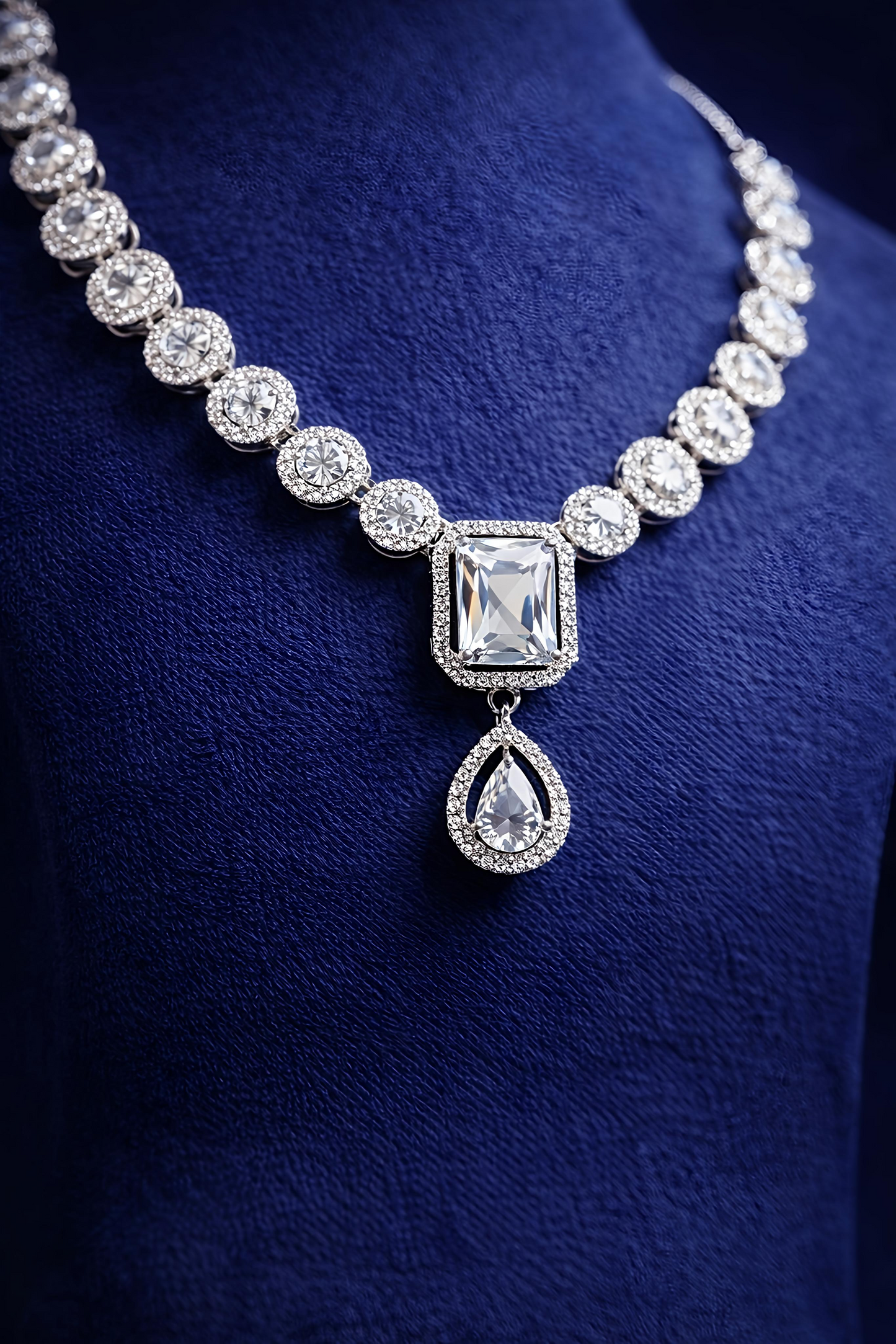 Luxury Crystal American Diamond Necklace Set (MAN23)