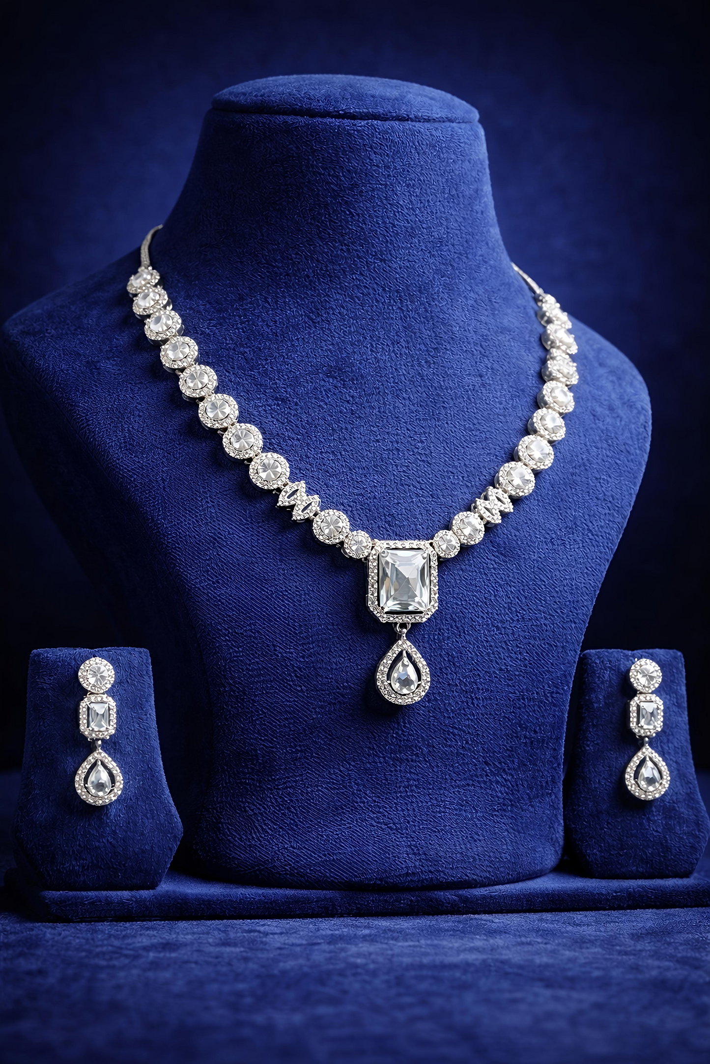 Luxury Crystal American Diamond Necklace Set (MAN23)