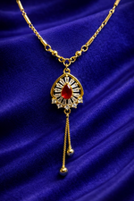 Elegant Gold Plated Ruby Drop Pendant Necklace (WPS1)