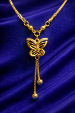 Elegant Gold Plated Butterfly Tassel Pendant Necklace (WPS5)