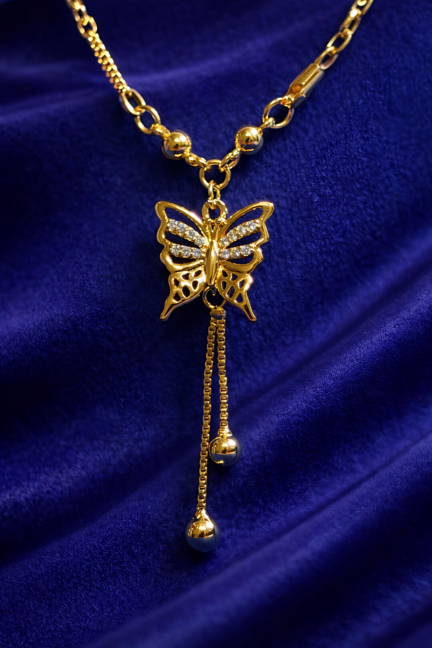 Elegant Gold Plated Butterfly Pendant Necklace (WPS4)