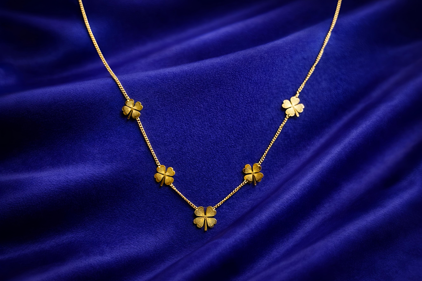 Elegant Gold Plated Clover Charm Necklace (WPS10)