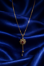 Elegant Gold Plated Floral Tassel Pendant Necklace (WPS9)