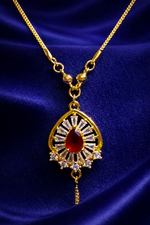 Elegant Gold Plated Ruby Drop Pendant Necklace (WPS1)