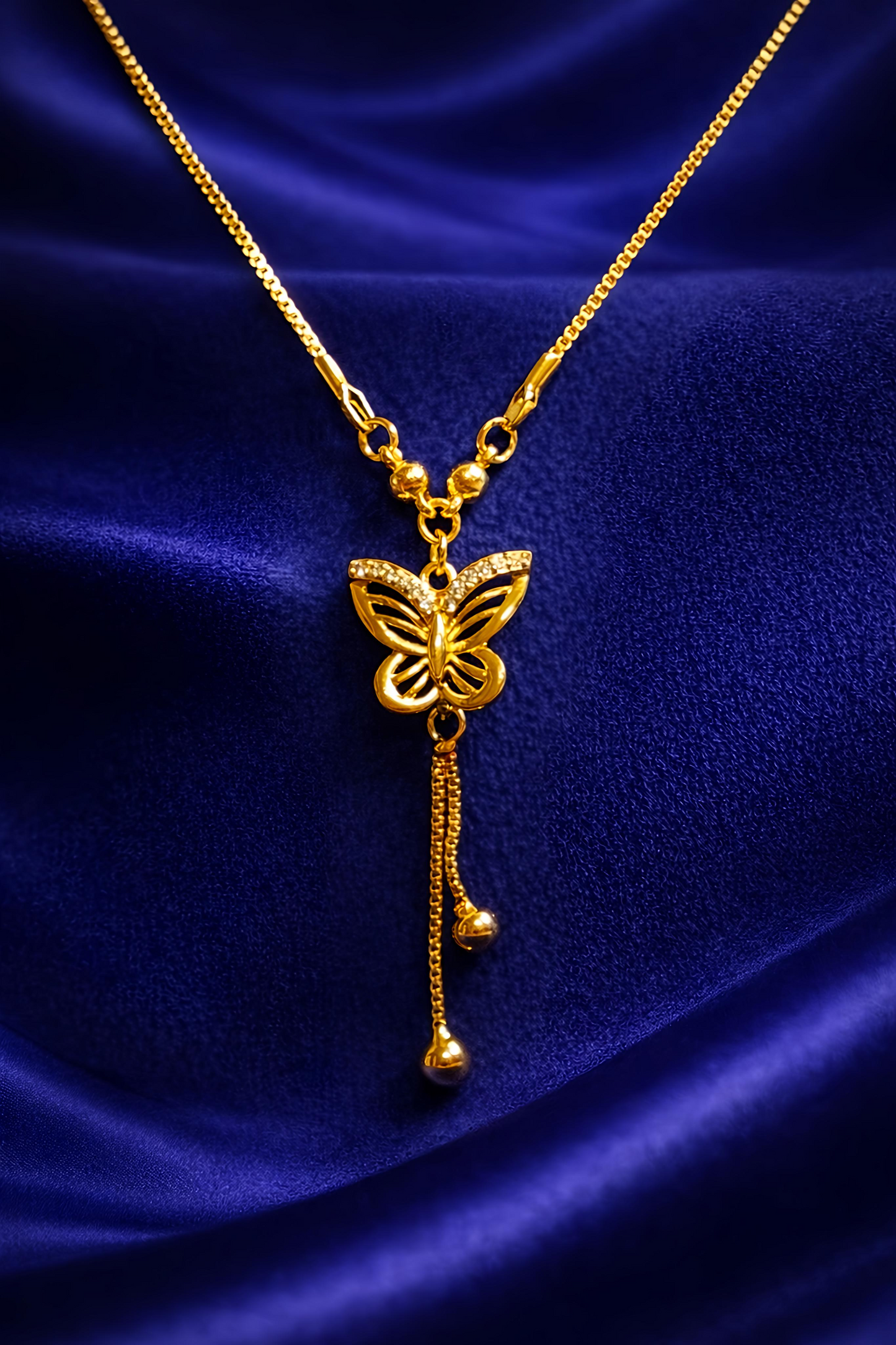 Elegant Gold Plated Butterfly Tassel Pendant Necklace (WPS5)