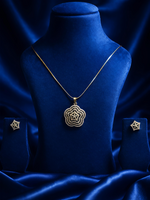 Elegant Gold Plated Floral Star Pendant Necklace Set (WPS7)