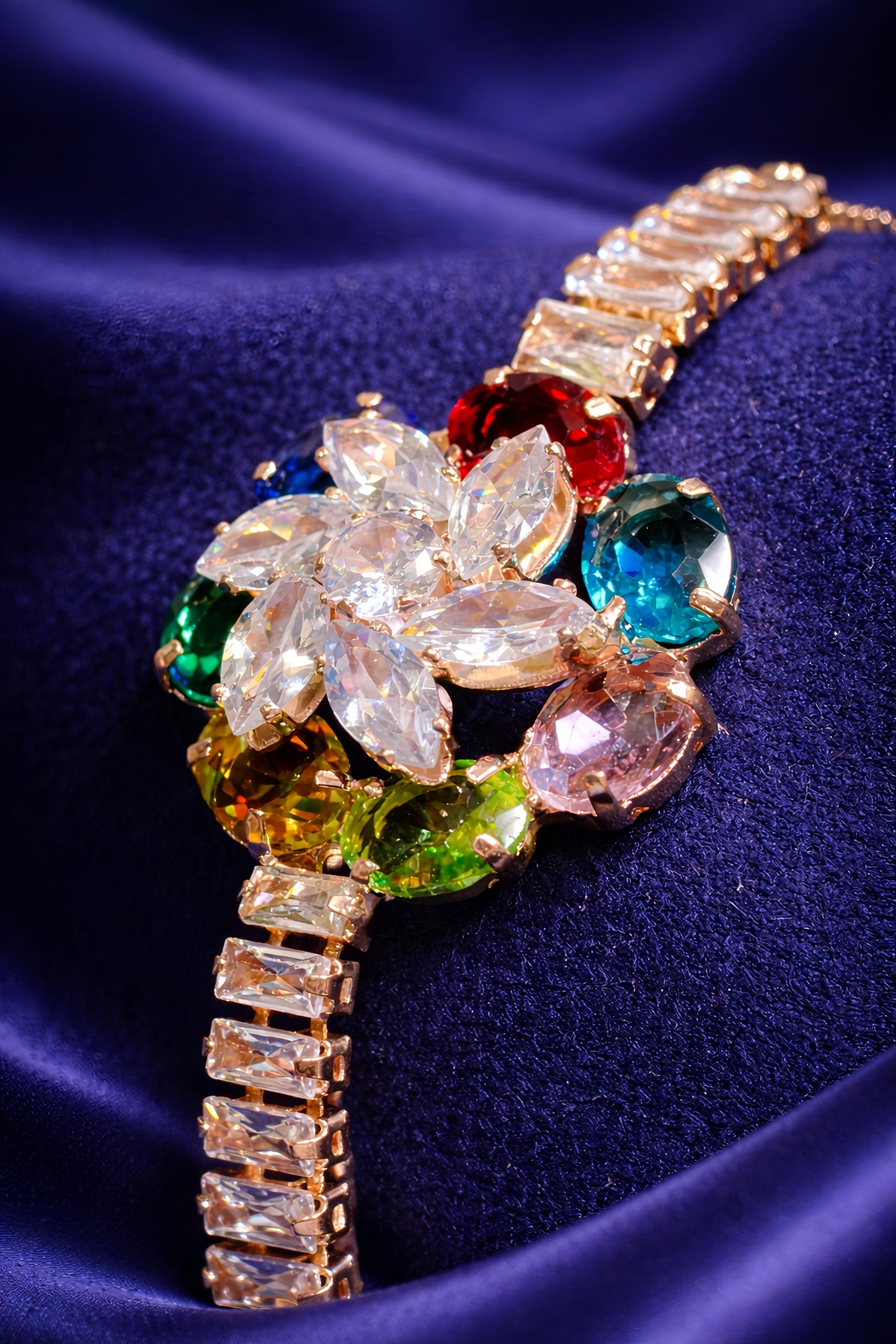 Luxury Multicolor Floral Crystal Bracelet for Women (BAR13)