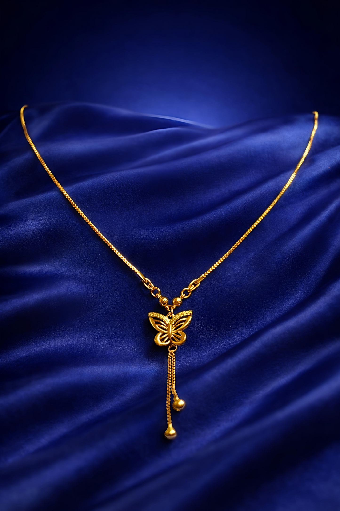Elegant Gold Plated Butterfly Tassel Pendant Necklace (WPS5)