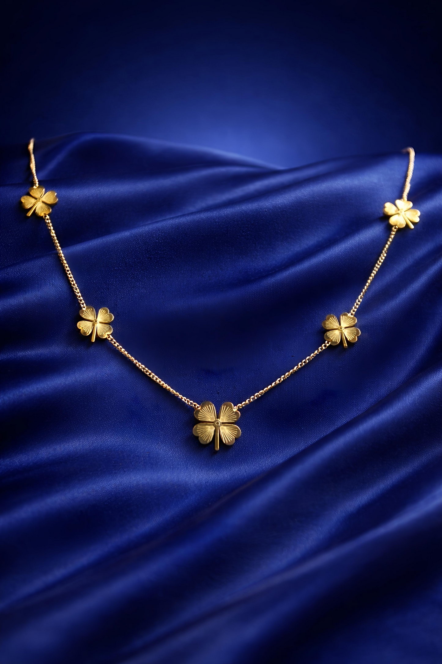 Elegant Gold Plated Clover Charm Necklace (WPS10)