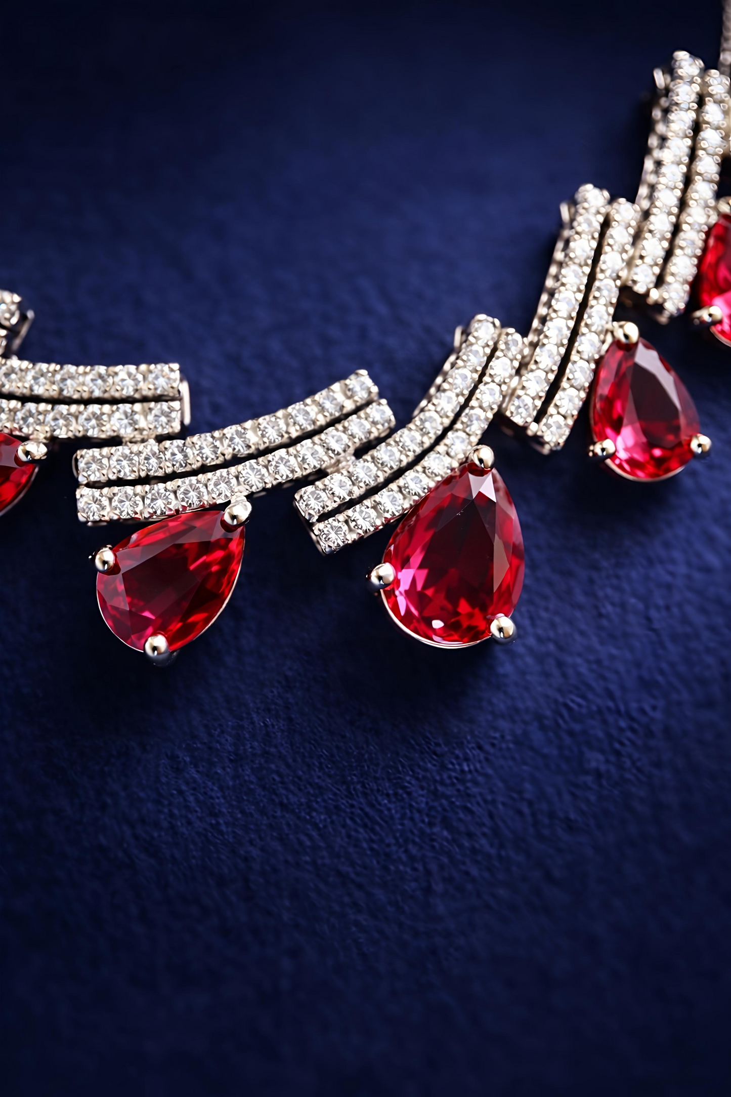 Ruby Red American Diamond Necklace Set with Matching Earrings (MAN21)