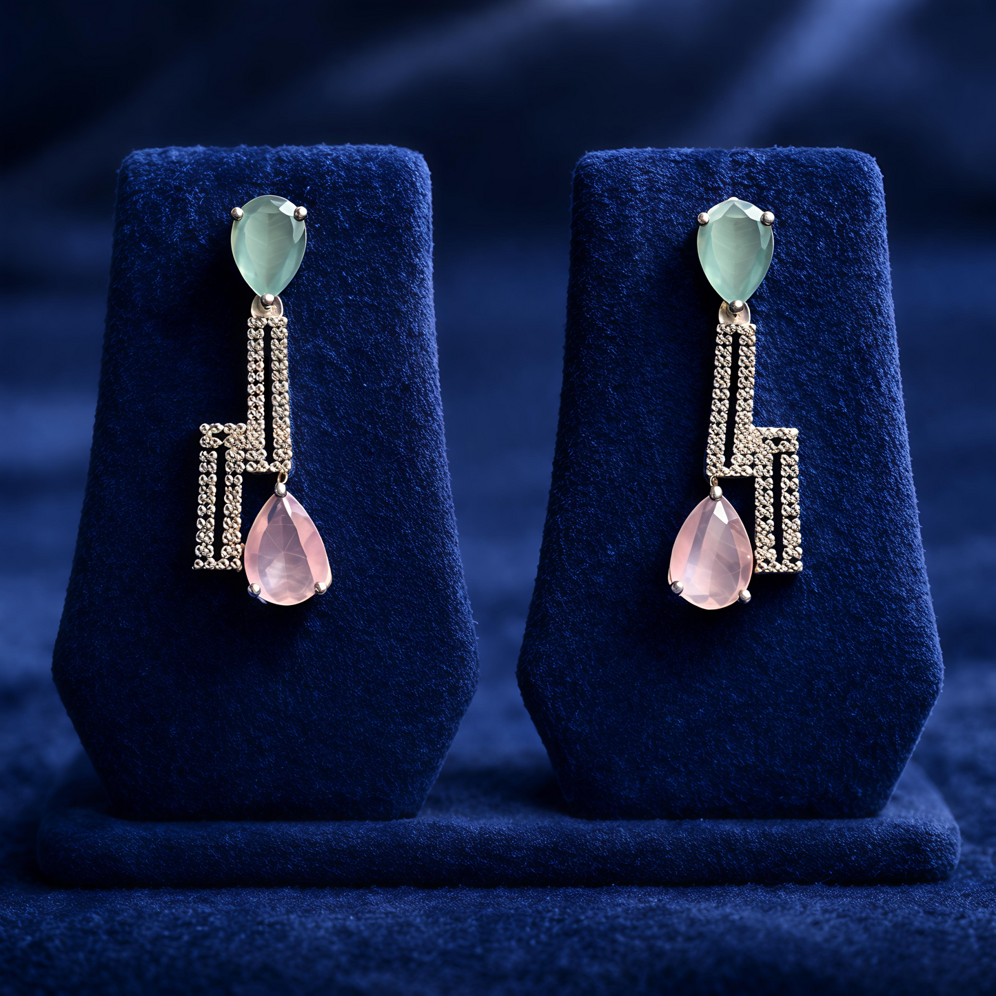 Mint Green & Blush Pink Designer Party Wear Jewellery Set (MAN17)