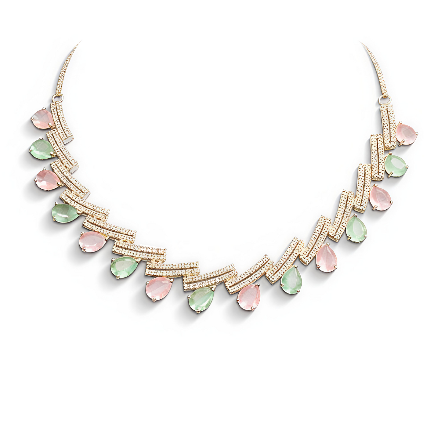 Mint Green & Blush Pink Designer Party Wear Jewellery Set (MAN17)